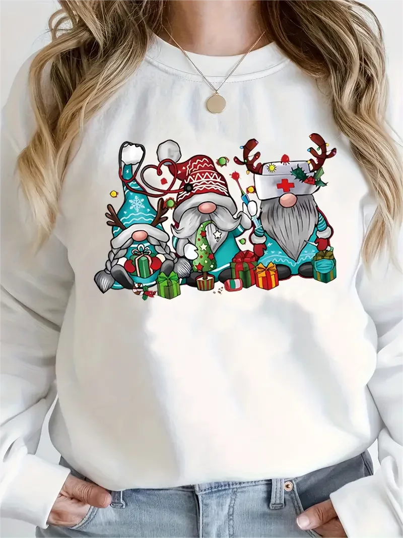 Christmas Dwarf Casual Long Sleeve Crew Neck Fall Winter Christmas Hoodie