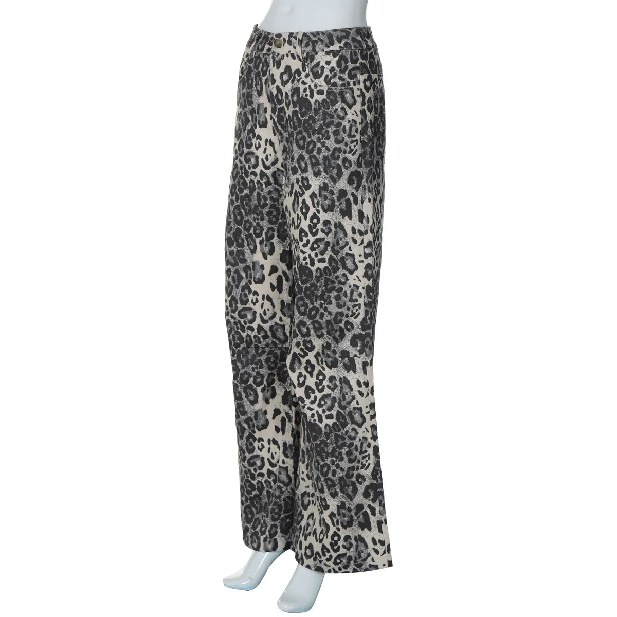 Leopard Print Stylish Straight Trousers Long