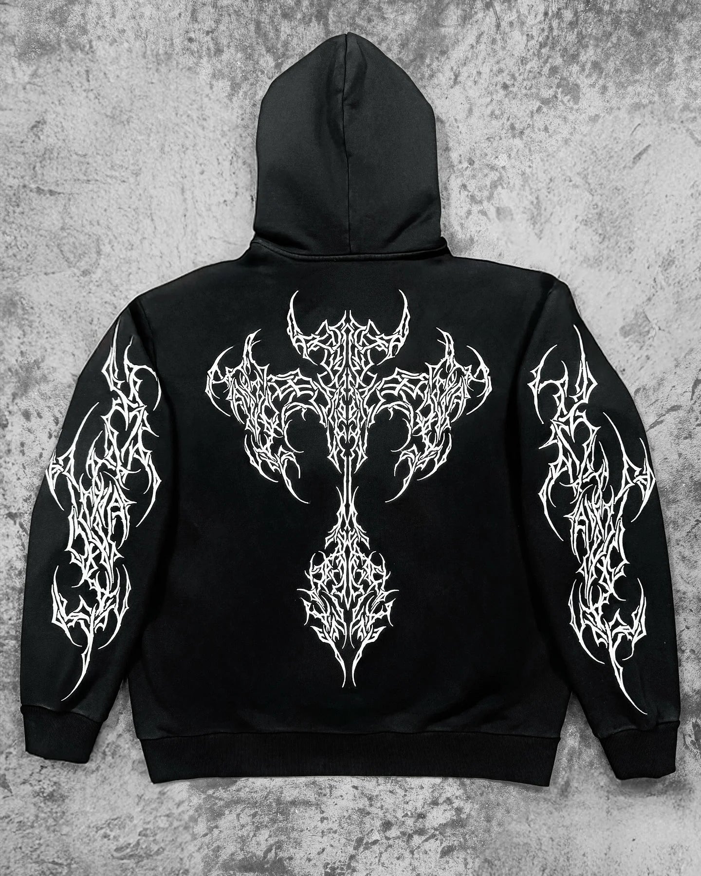 Vintage Y2K Graphic Gothic Zipper Hooded Sweatshirt black1 / S