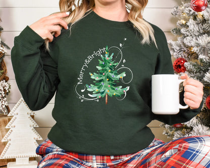 Hot Sale Merry Bright Light Tree Girl Holiday Christmas Hoodie