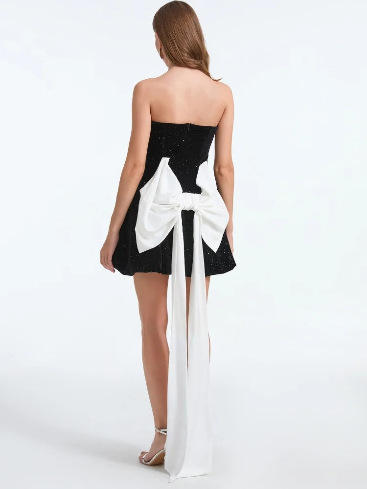 French Bow Strapless Party Dress Partydress-241208