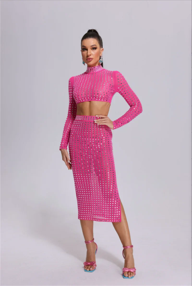 Mesh Top Skirt Sparkling Party Dress Partydress-241208