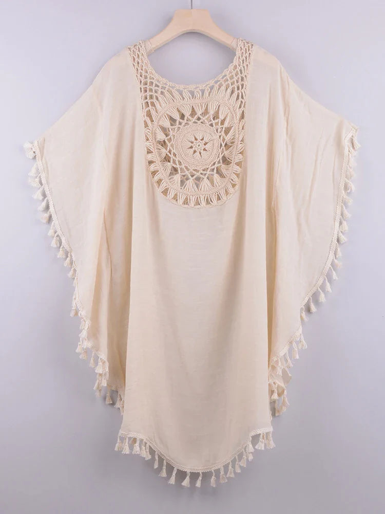 Hollow Out Tassel Bikini Cover Up color6 / One Size