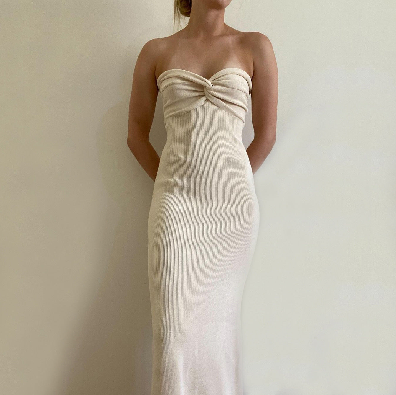 Knit Twisted Stylish Tube Midi Dress Dresses