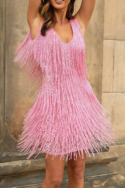 Sequins Tassel Tank Dress