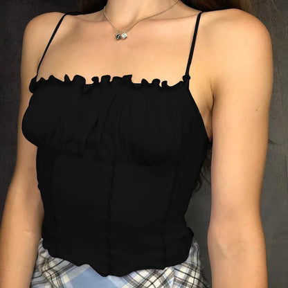 Sexy Ruffles Strapless Strapless Ruched Slim Camisole Crop Top