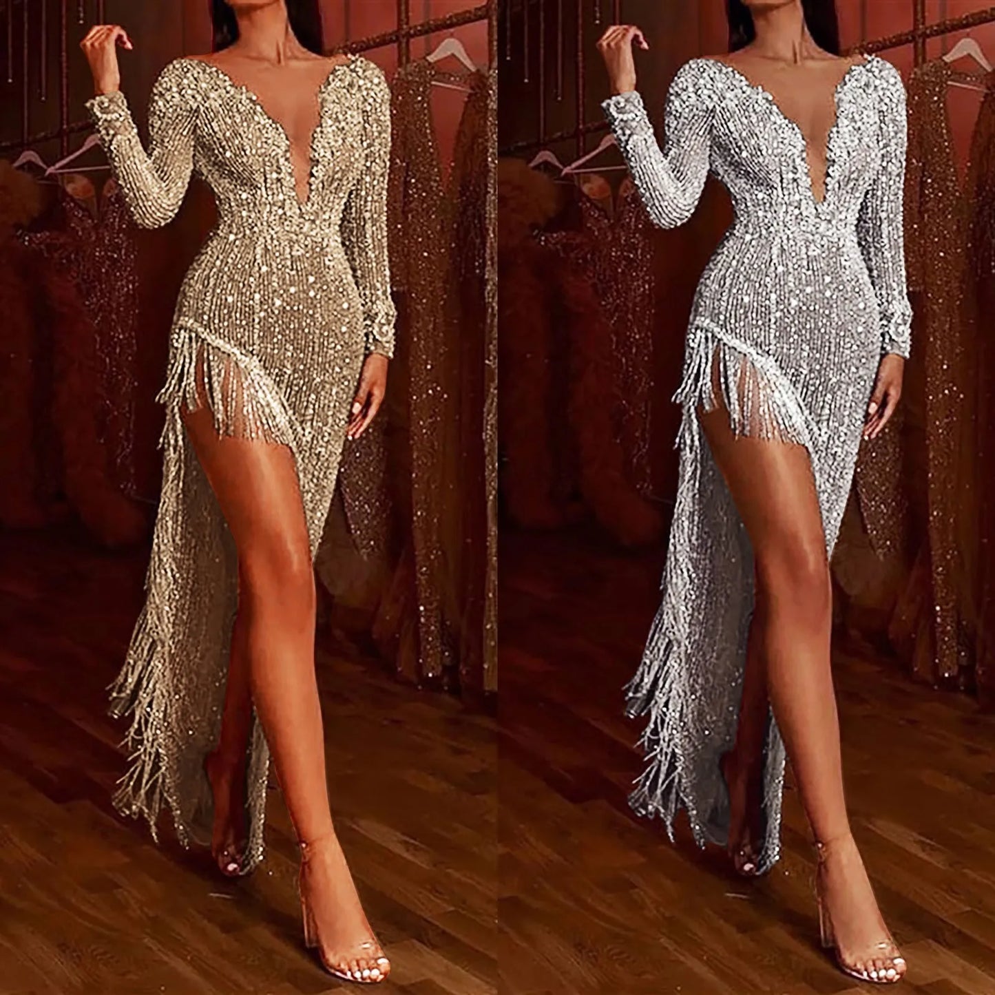 Sexy Asymmetrical Dress Womens Gown Cocktail Bodycon Party Night Christmas Party Dress