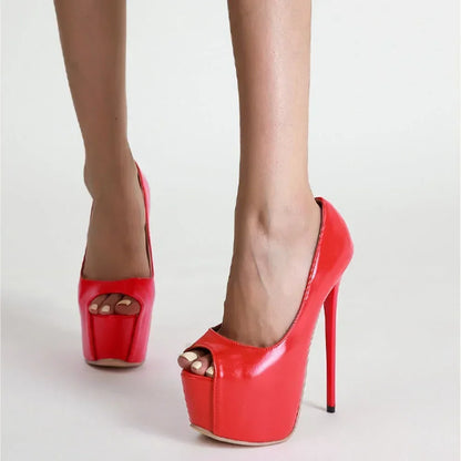 Red Fish Mouth Platform Stiletto Heels Women Pumps for Party Shows