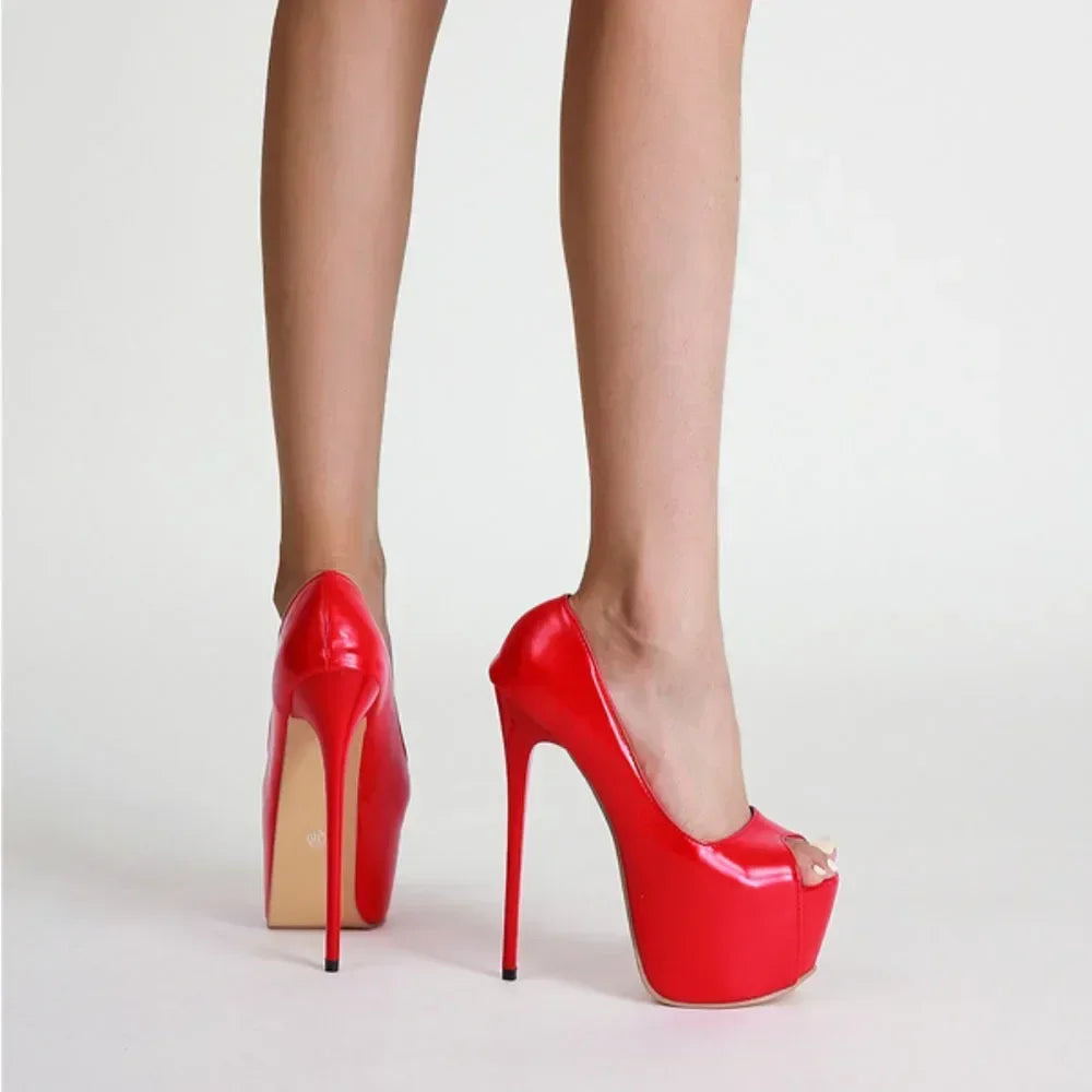 Red Fish Mouth Platform Stiletto Heels Women Pumps for Party Shows