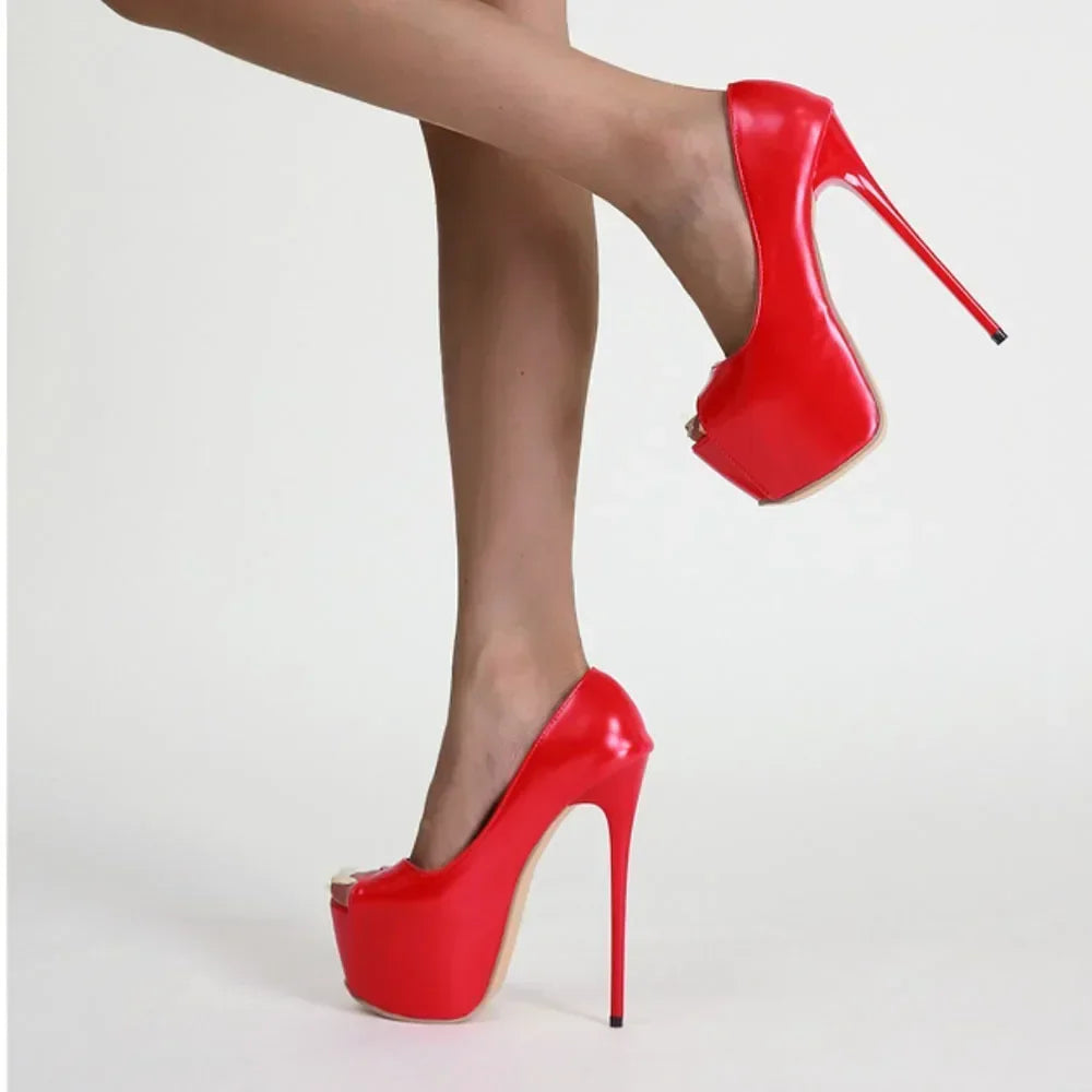 Red Fish Mouth Platform Stiletto Heels Women Pumps for Party Shows