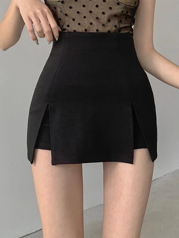 Split Skirt Office Ladies Suit Summer New Black Mini A-line Skirt Short