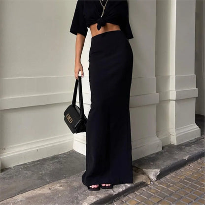 Sexy Tight Black Maxi Bodycon Thick Autumn Winter Long Package Skirt