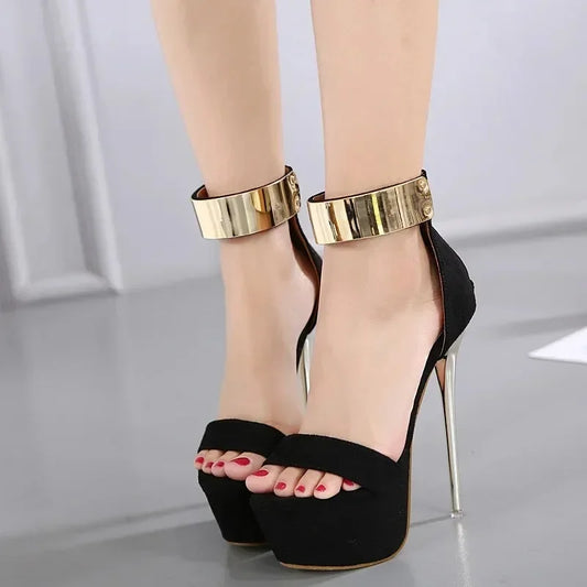 Women's Sexy 16CM High Heel Sandals with Platform and Open Toe - Perfect for Parties and Nightclubs