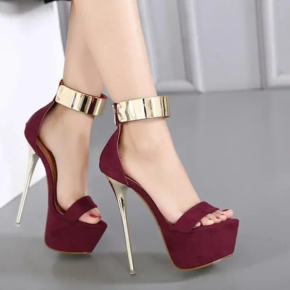 Women's Sexy 16CM High Heel Sandals with Platform and Open Toe - Perfect for Parties and Nightclubs