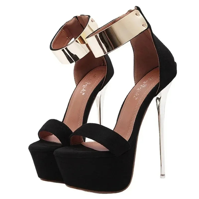 Women's Sexy 16CM High Heel Sandals with Platform and Open Toe - Perfect for Parties and Nightclubs