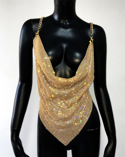 Rhinestone Grid Fishnet Party Dress