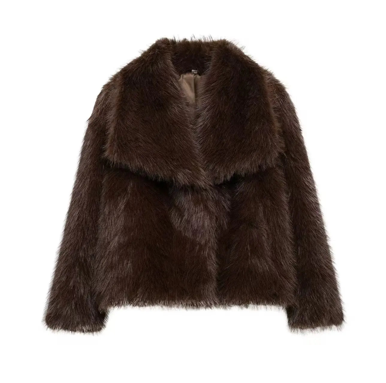 Faux Fur Lapel Autumn Winter Coat