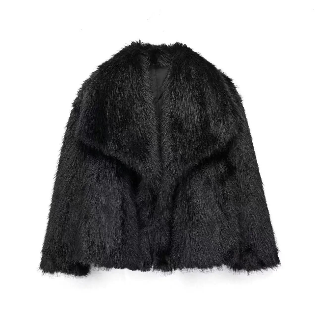 Faux Fur Lapel Autumn Winter Coat