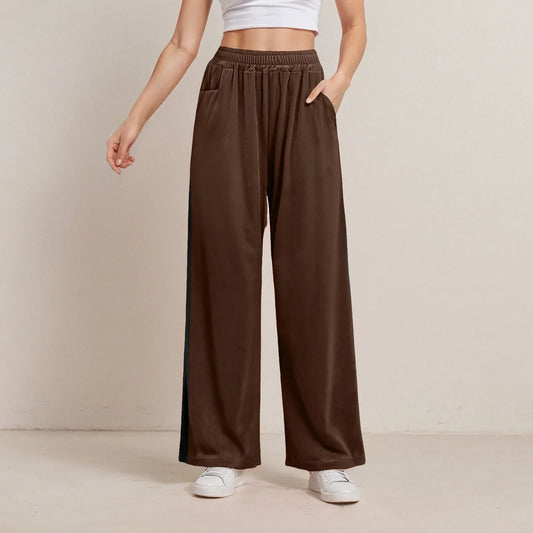 Solid Color Pocket Stretch Casual Pants