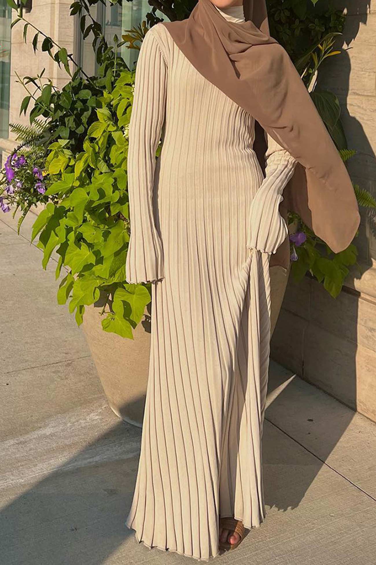 Ribbed Knit Tie-waist Dress