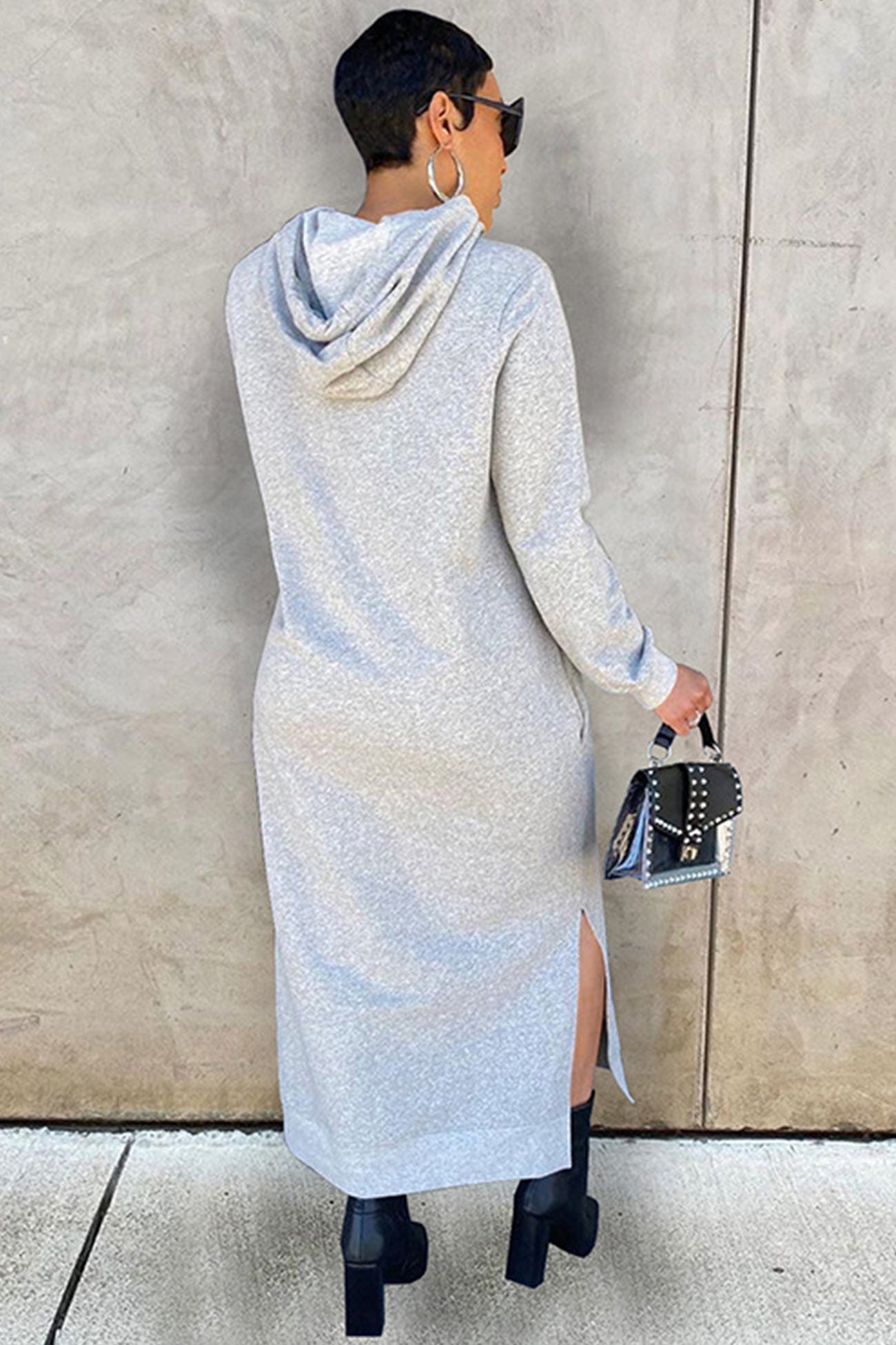 Slit Hem Hoodie Dress