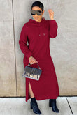 Slit Hem Hoodie Dress