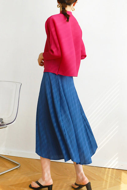 Pleated High Waist Skirt - Solid Color