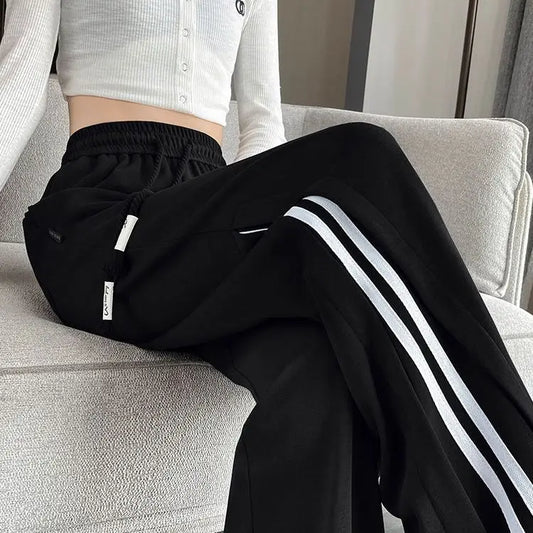 Striped Sports Casual High Waist Pants