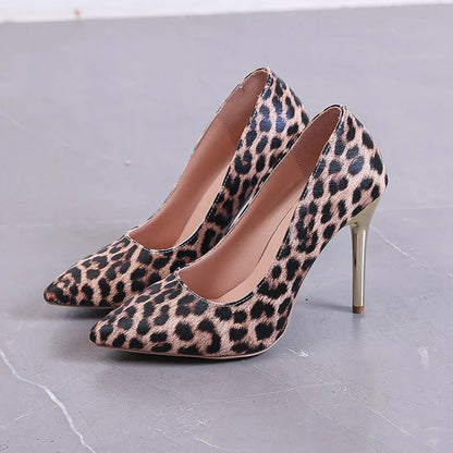 Leopard Print High Heels Pointed Toe Stiletto Women's Shoes