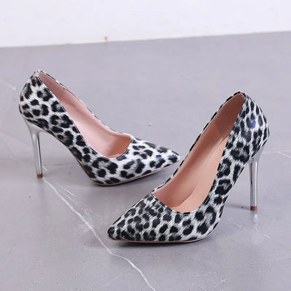 Leopard Print High Heels Pointed Toe Stiletto Women's Shoes