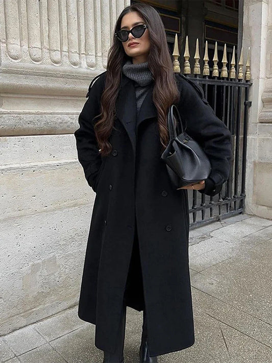 Woolen Trench Belted Lapel Full Sleeve Overcoat