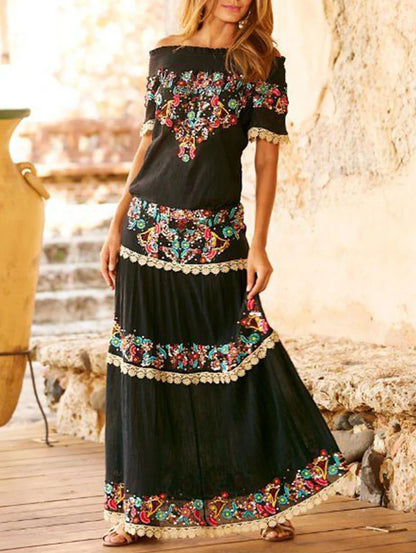 Summer New Elegant Wrapped Chest Long Bohemian Boho Dress