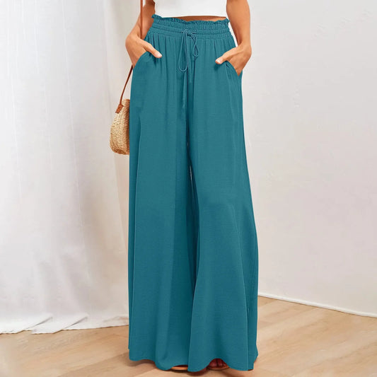 Pleated Solid Wide Leg Culotte Pants