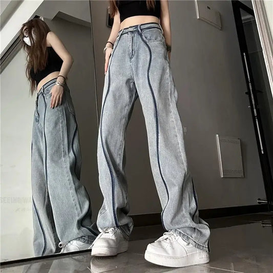 High Waisted Loose Straight Jeans Pants