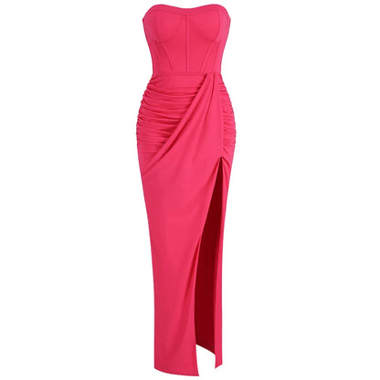 Summer New Women’s Sexy Breast Wrapping Backless Dress Red Christmas Party Dress