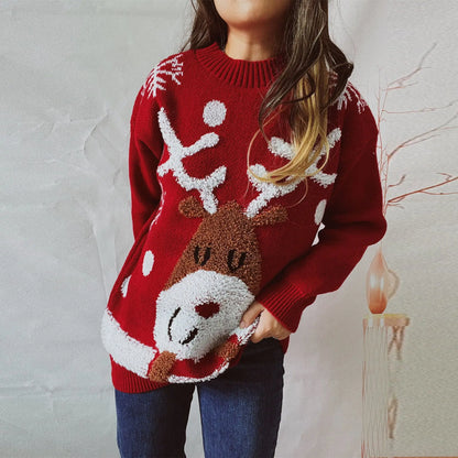 Fashion Casual Thickened Raglan Sleeve Elk Christmas Tree Christmas Sweater