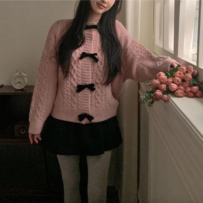 Bow Sweater Autumn Winter Knit Cardigan