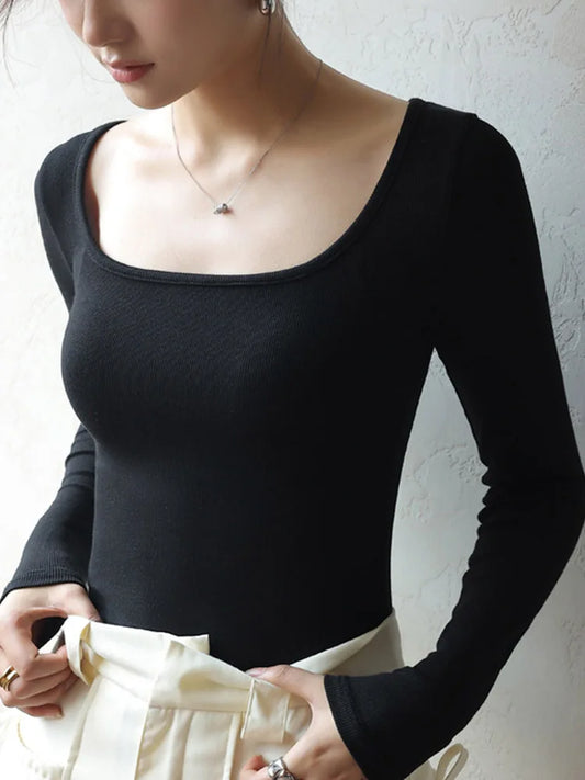 Low Neck Undercoat Slim Fit Sweater