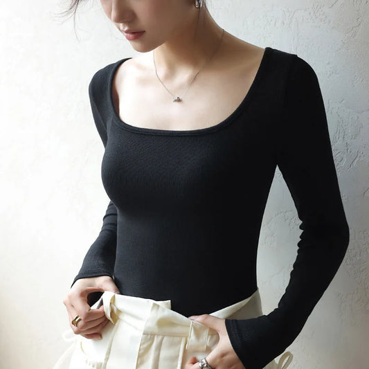 Low Neck Undercoat Slim Fit Sweater