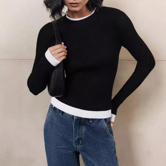 Tight Slim Long Sleeve O-neck Sweater