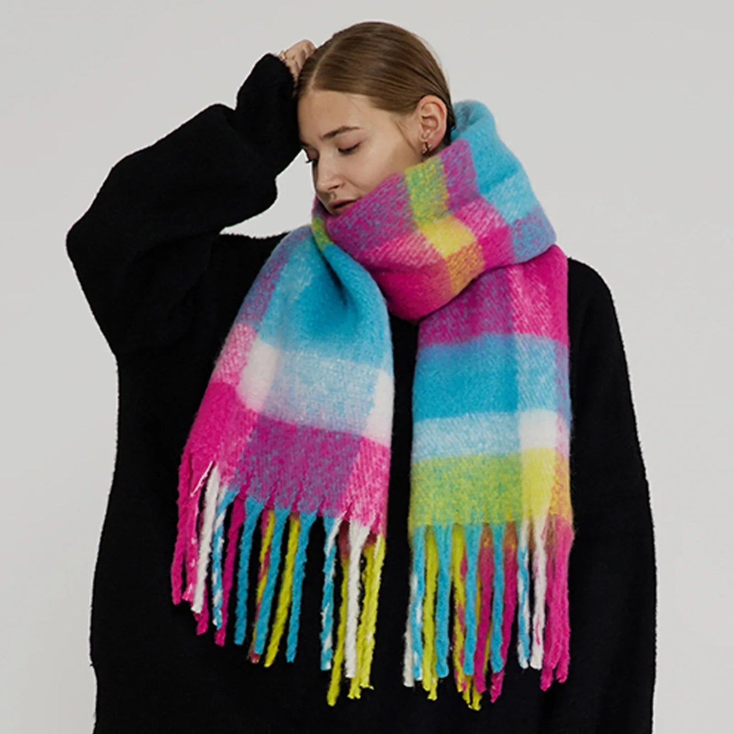 Minimalist Thickened Shawl Neck Scarf - Autumn Winter Imitation Cashmere