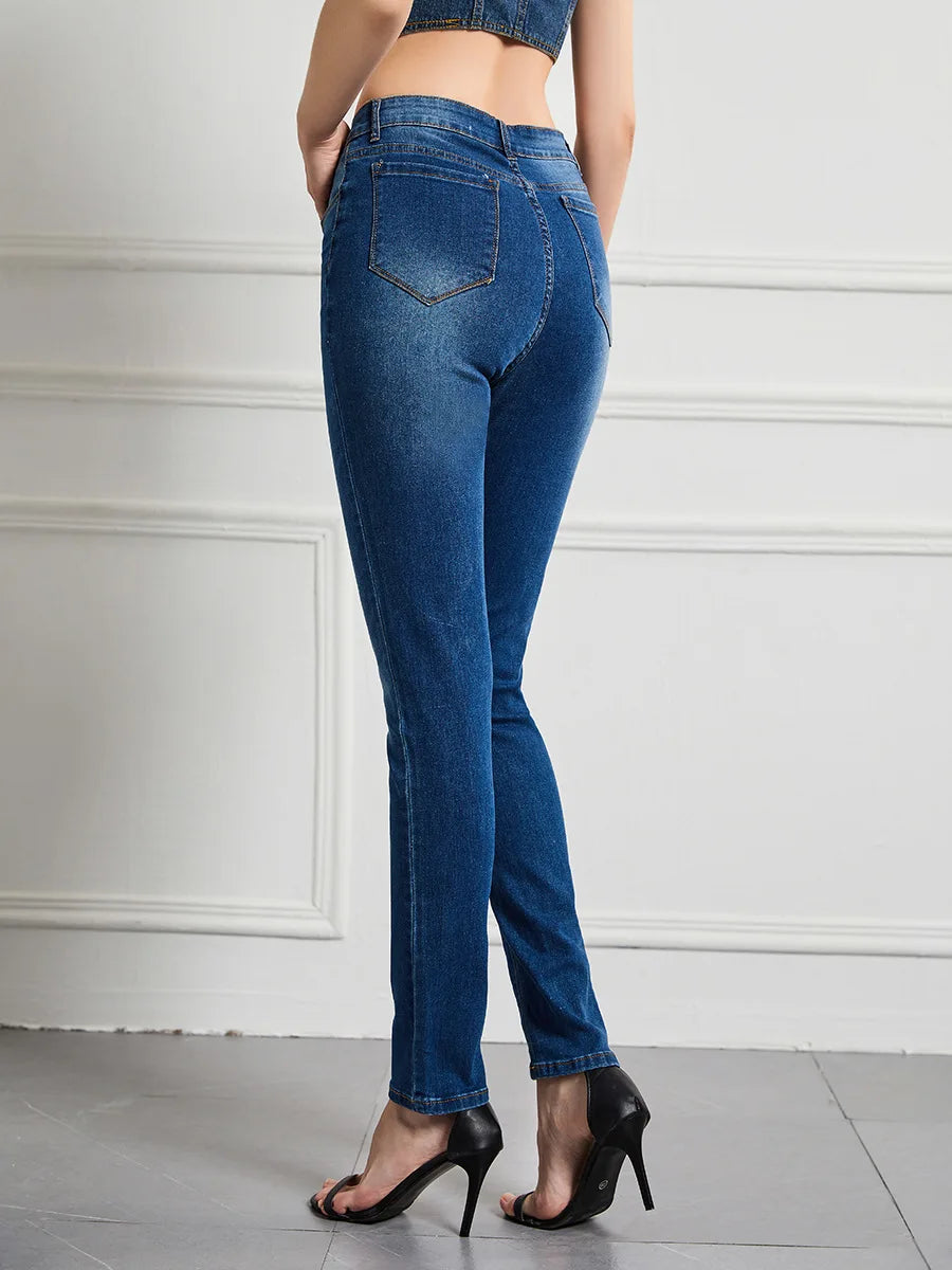 Elastic Slim High Waist Small Feet Casual Autumn Winter Jean