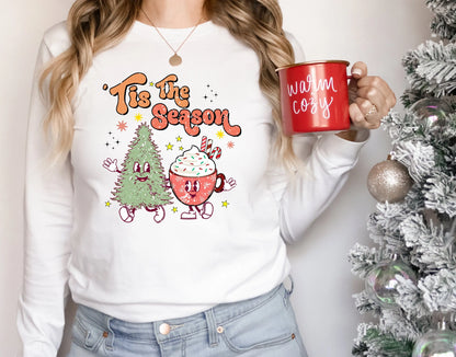 Tis The Season Cute Tree Cups Printing Popular Gift Christmas Hoodie