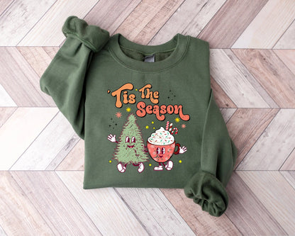 Tis The Season Cute Tree Cups Printing Popular Gift Christmas Hoodie