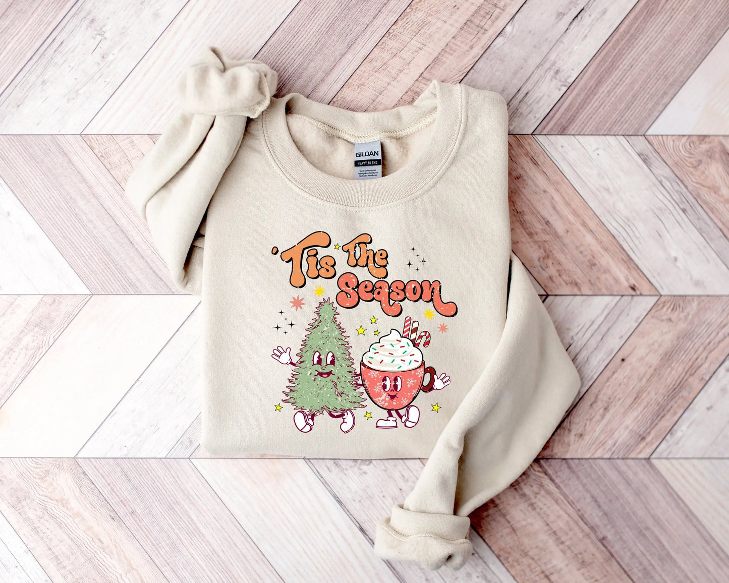 Tis The Season Cute Tree Cups Printing Popular Gift Christmas Hoodie