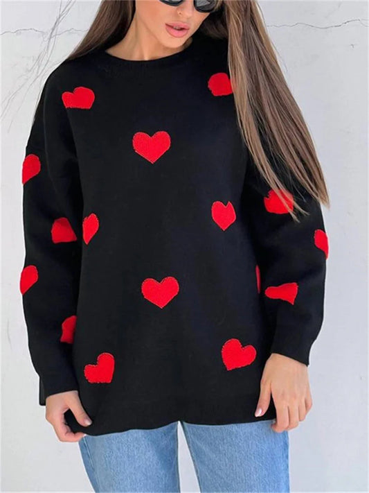 Loose Fashion  Patchwork  Long Sleeve Sweater