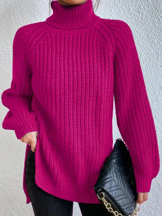 Turtleneck  Split Crochet  Thick Sweater