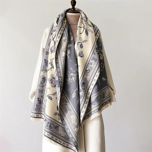 Warm Shawl Cashmere Floral Print Scarf