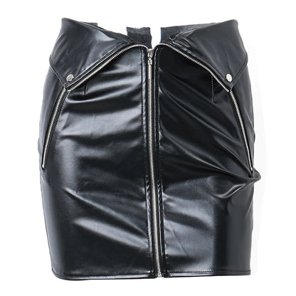 Sexy High-waist Bodycon Multi Zipper Trendy Korean Stylish Fashionable Mini Skirt