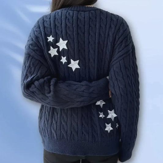 Midnight Navy Y2K Star Cardigan